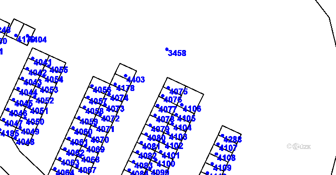 Parcela st. 4075 v KÚ Kuřim, Katastrální mapa