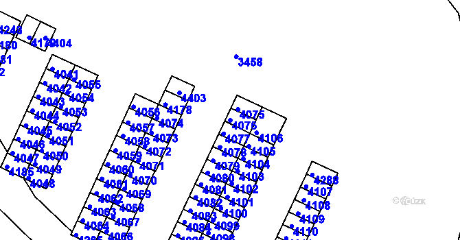 Parcela st. 4076 v KÚ Kuřim, Katastrální mapa