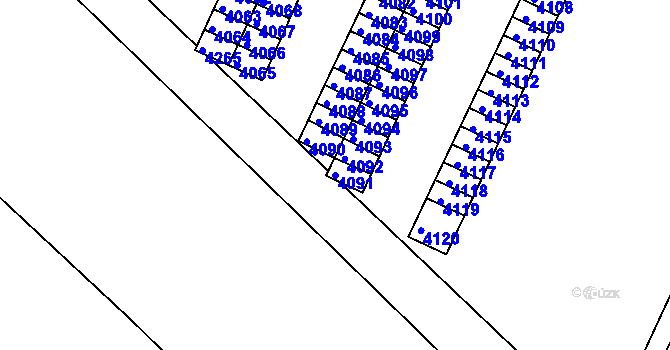 Parcela st. 4091 v KÚ Kuřim, Katastrální mapa