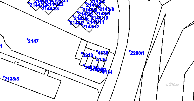 Parcela st. 4136 v KÚ Kuřim, Katastrální mapa