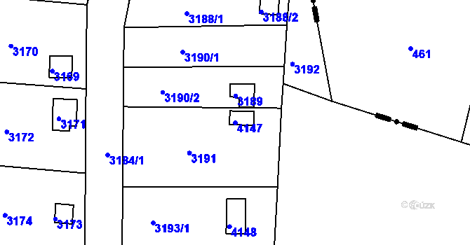 Parcela st. 4147 v KÚ Kuřim, Katastrální mapa
