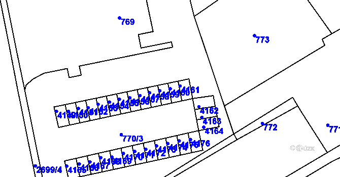 Parcela st. 4160 v KÚ Kuřim, Katastrální mapa