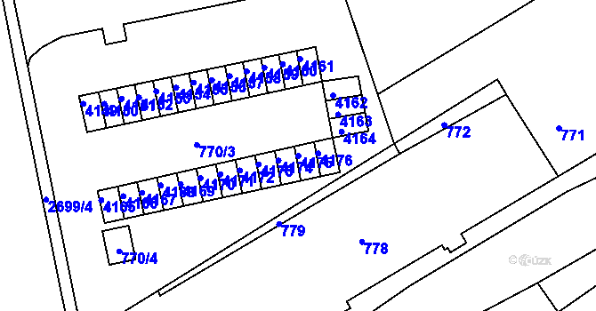 Parcela st. 4175 v KÚ Kuřim, Katastrální mapa