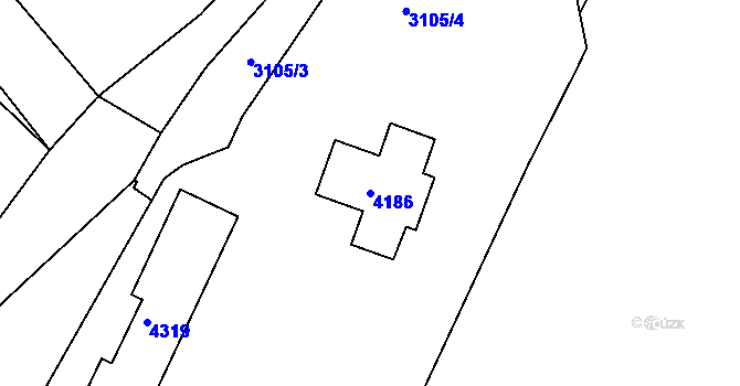 Parcela st. 4186 v KÚ Kuřim, Katastrální mapa