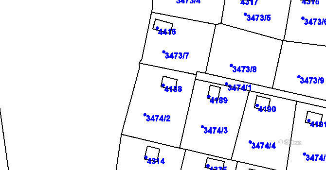 Parcela st. 4188 v KÚ Kuřim, Katastrální mapa