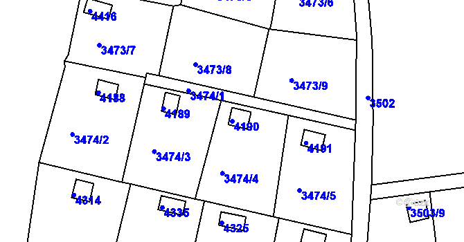 Parcela st. 4190 v KÚ Kuřim, Katastrální mapa