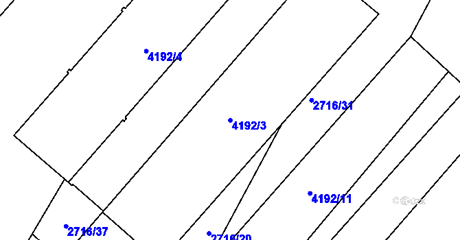 Parcela st. 4192/3 v KÚ Kuřim, Katastrální mapa