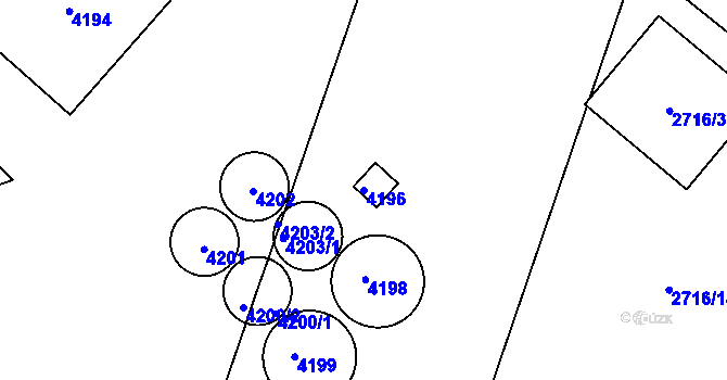 Parcela st. 4196 v KÚ Kuřim, Katastrální mapa