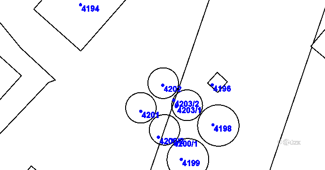 Parcela st. 4202 v KÚ Kuřim, Katastrální mapa