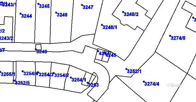 Parcela st. 4244 v KÚ Kuřim, Katastrální mapa
