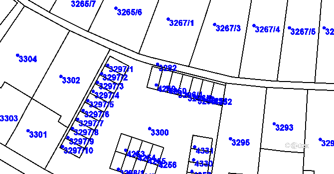 Parcela st. 4250 v KÚ Kuřim, Katastrální mapa
