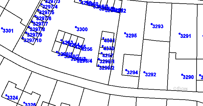 Parcela st. 4257 v KÚ Kuřim, Katastrální mapa