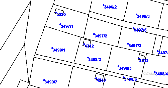 Parcela st. 4312 v KÚ Kuřim, Katastrální mapa