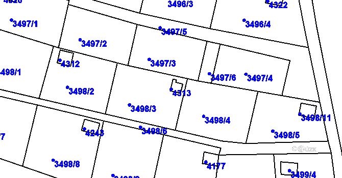 Parcela st. 4313 v KÚ Kuřim, Katastrální mapa