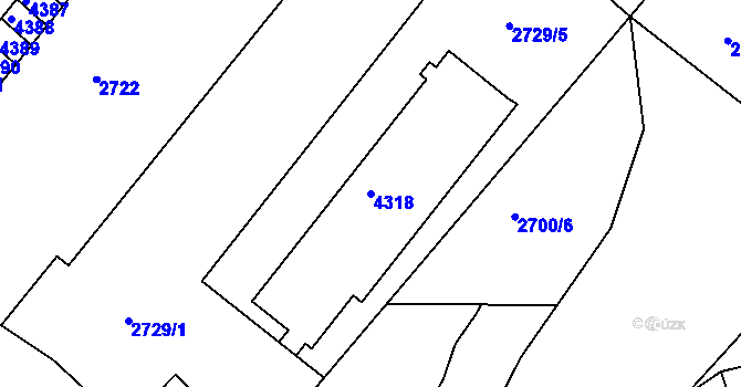 Parcela st. 4318 v KÚ Kuřim, Katastrální mapa