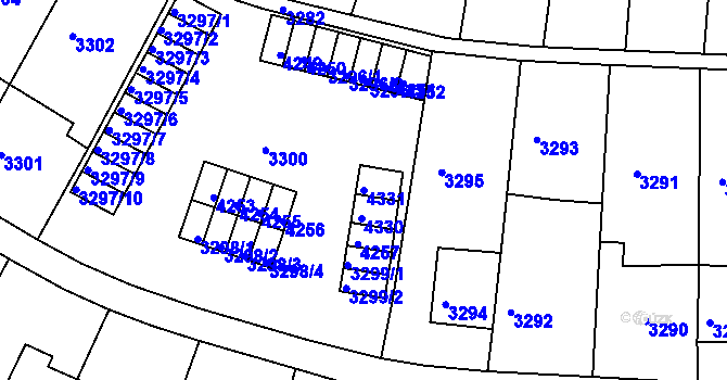 Parcela st. 4331 v KÚ Kuřim, Katastrální mapa