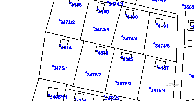 Parcela st. 4335 v KÚ Kuřim, Katastrální mapa