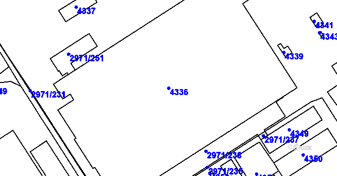 Parcela st. 4336 v KÚ Kuřim, Katastrální mapa