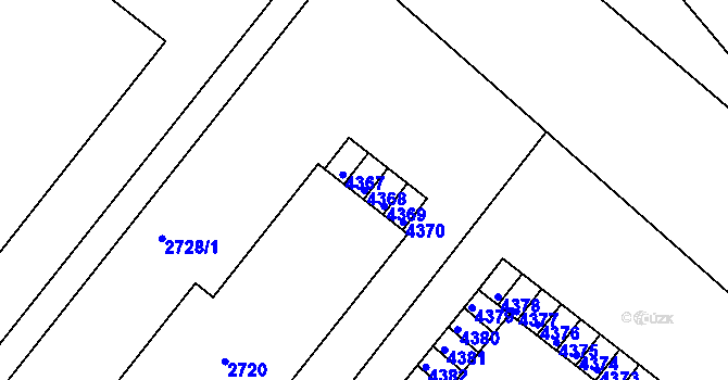 Parcela st. 4368 v KÚ Kuřim, Katastrální mapa