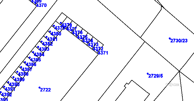 Parcela st. 4371 v KÚ Kuřim, Katastrální mapa