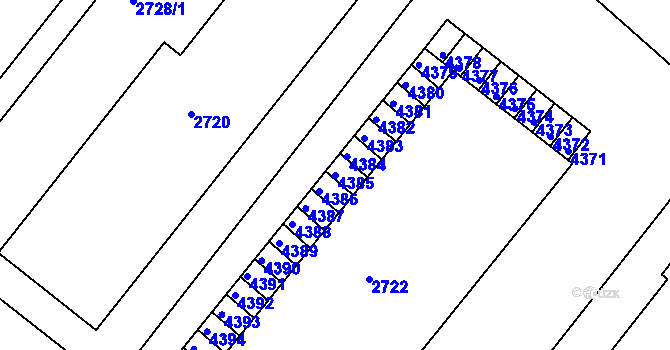 Parcela st. 4385 v KÚ Kuřim, Katastrální mapa