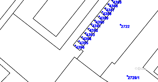 Parcela st. 4395 v KÚ Kuřim, Katastrální mapa