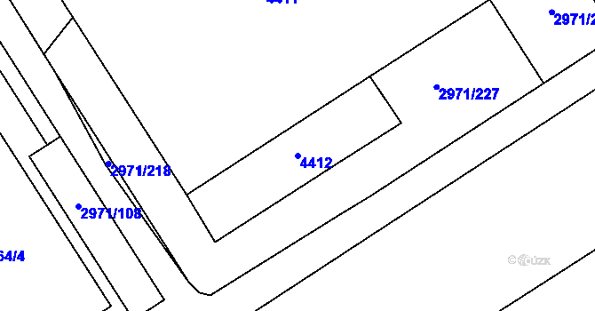 Parcela st. 4412 v KÚ Kuřim, Katastrální mapa