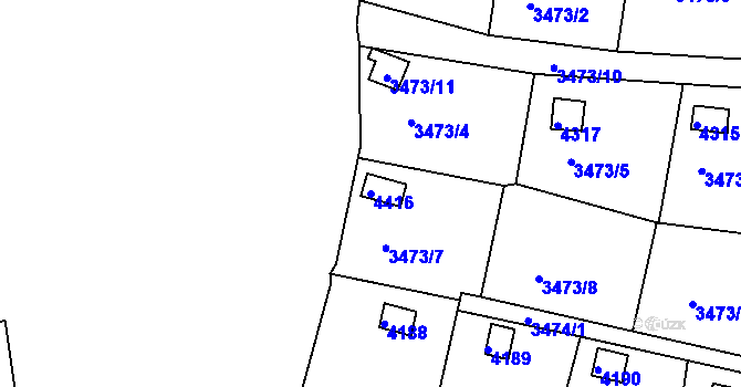 Parcela st. 4416 v KÚ Kuřim, Katastrální mapa