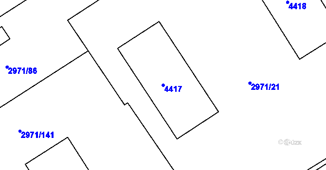 Parcela st. 4417 v KÚ Kuřim, Katastrální mapa