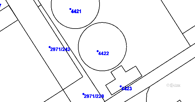 Parcela st. 4422 v KÚ Kuřim, Katastrální mapa