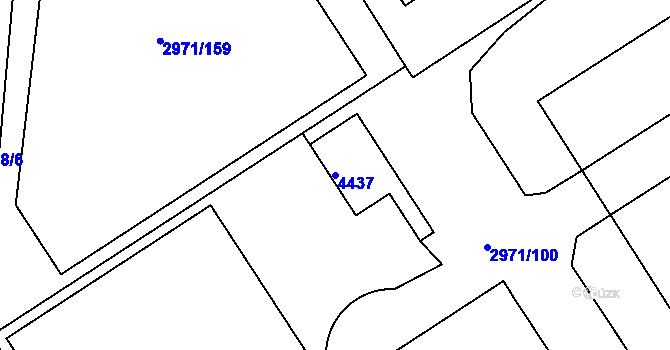 Parcela st. 4437 v KÚ Kuřim, Katastrální mapa