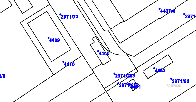 Parcela st. 4460 v KÚ Kuřim, Katastrální mapa
