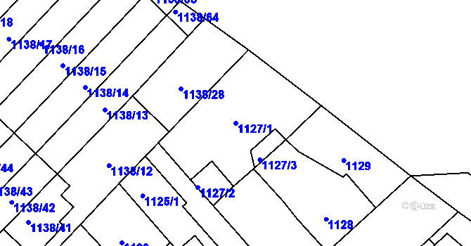 Parcela st. 1127/1 v KÚ Kuřim, Katastrální mapa