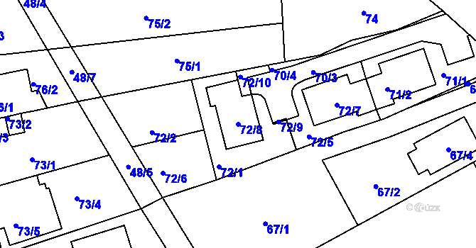 Parcela st. 72/8 v KÚ Kuřim, Katastrální mapa
