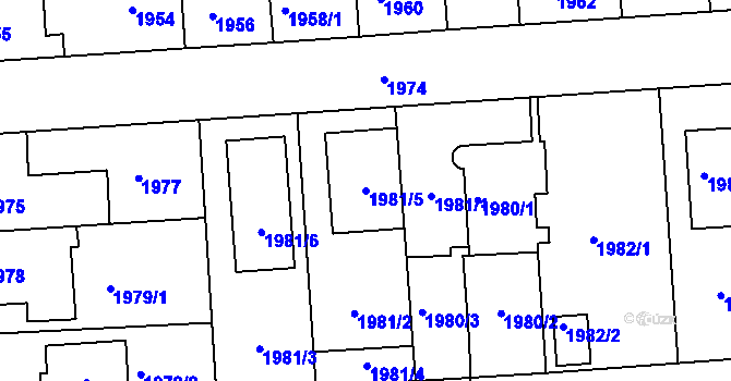 Parcela st. 1981/5 v KÚ Kuřim, Katastrální mapa