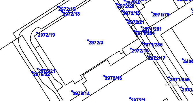 Parcela st. 2972/3 v KÚ Kuřim, Katastrální mapa