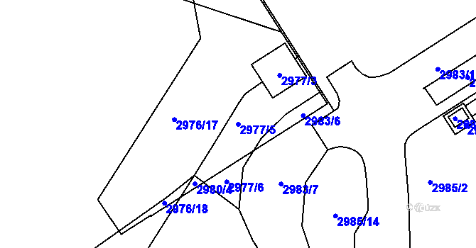Parcela st. 2977/5 v KÚ Kuřim, Katastrální mapa