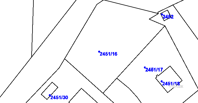 Parcela st. 2451/16 v KÚ Kuřim, Katastrální mapa