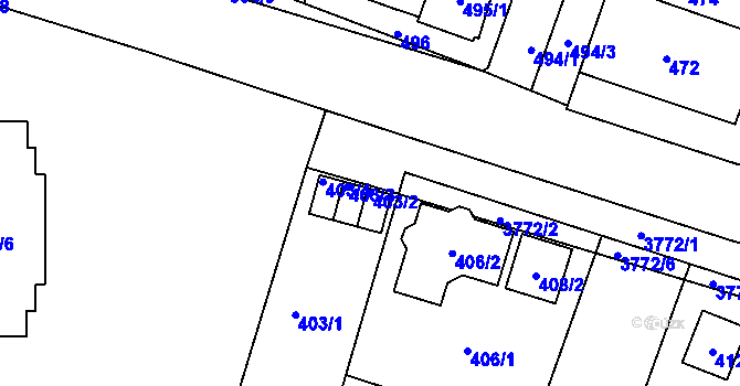 Parcela st. 403/2 v KÚ Kuřim, Katastrální mapa