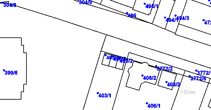 Parcela st. 403/4 v KÚ Kuřim, Katastrální mapa