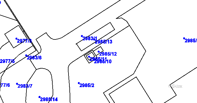 Parcela st. 2985/12 v KÚ Kuřim, Katastrální mapa