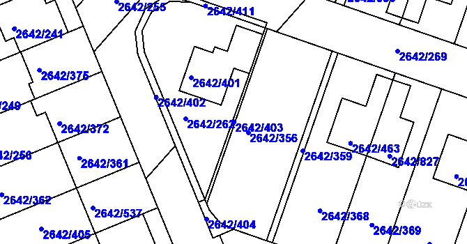 Parcela st. 2642/403 v KÚ Kuřim, Katastrální mapa