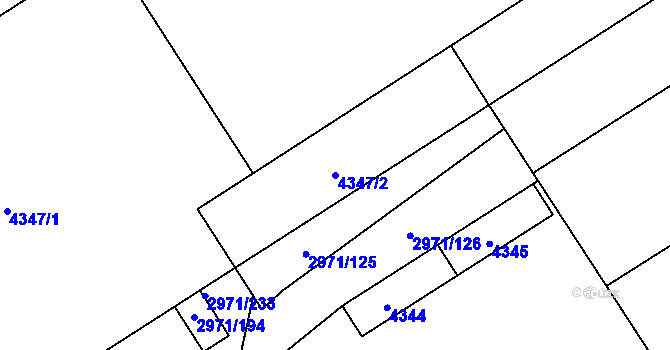 Parcela st. 4347/2 v KÚ Kuřim, Katastrální mapa