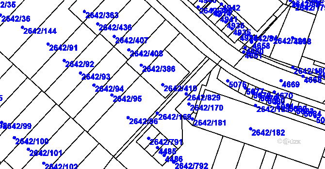 Parcela st. 2642/410 v KÚ Kuřim, Katastrální mapa
