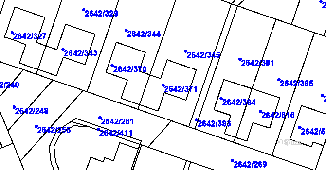 Parcela st. 2642/371 v KÚ Kuřim, Katastrální mapa