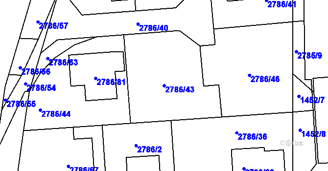 Parcela st. 2786/43 v KÚ Kuřim, Katastrální mapa