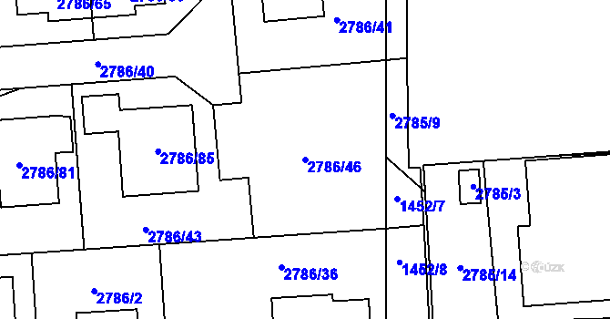 Parcela st. 2786/46 v KÚ Kuřim, Katastrální mapa