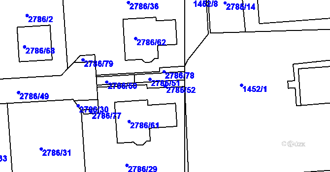 Parcela st. 2786/52 v KÚ Kuřim, Katastrální mapa