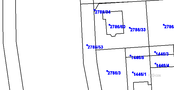 Parcela st. 2786/53 v KÚ Kuřim, Katastrální mapa