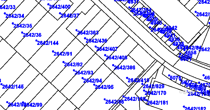 Parcela st. 2642/408 v KÚ Kuřim, Katastrální mapa